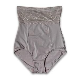 FIT Shapewear Bottom Lace Trim Abdomen Slimming Microfiber Beige Women's S NWOT